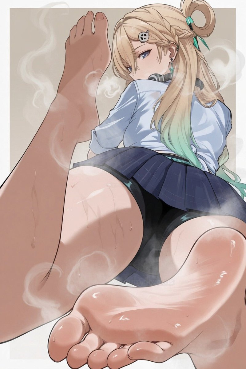 KuroFindom2DFD's tweet photo. Weekend’s here~
Another heatwave just hit and it is so annoying… Look at the state of me.
Sweat is dripping down my neck, between my breasts, over my stomach, down my thighs… everything is sticky and shiny.😑
My uniform is completely soaked and clinging to my body. 
Gross, right?

Well, time to complete your new daily, sweatrag~🫵🏻
Clean me properly. Start with these damp, sweaty feet.
Of course pay for the privilege first, footsniffer~
Then do your job properly~

#2dfd #findom #feet