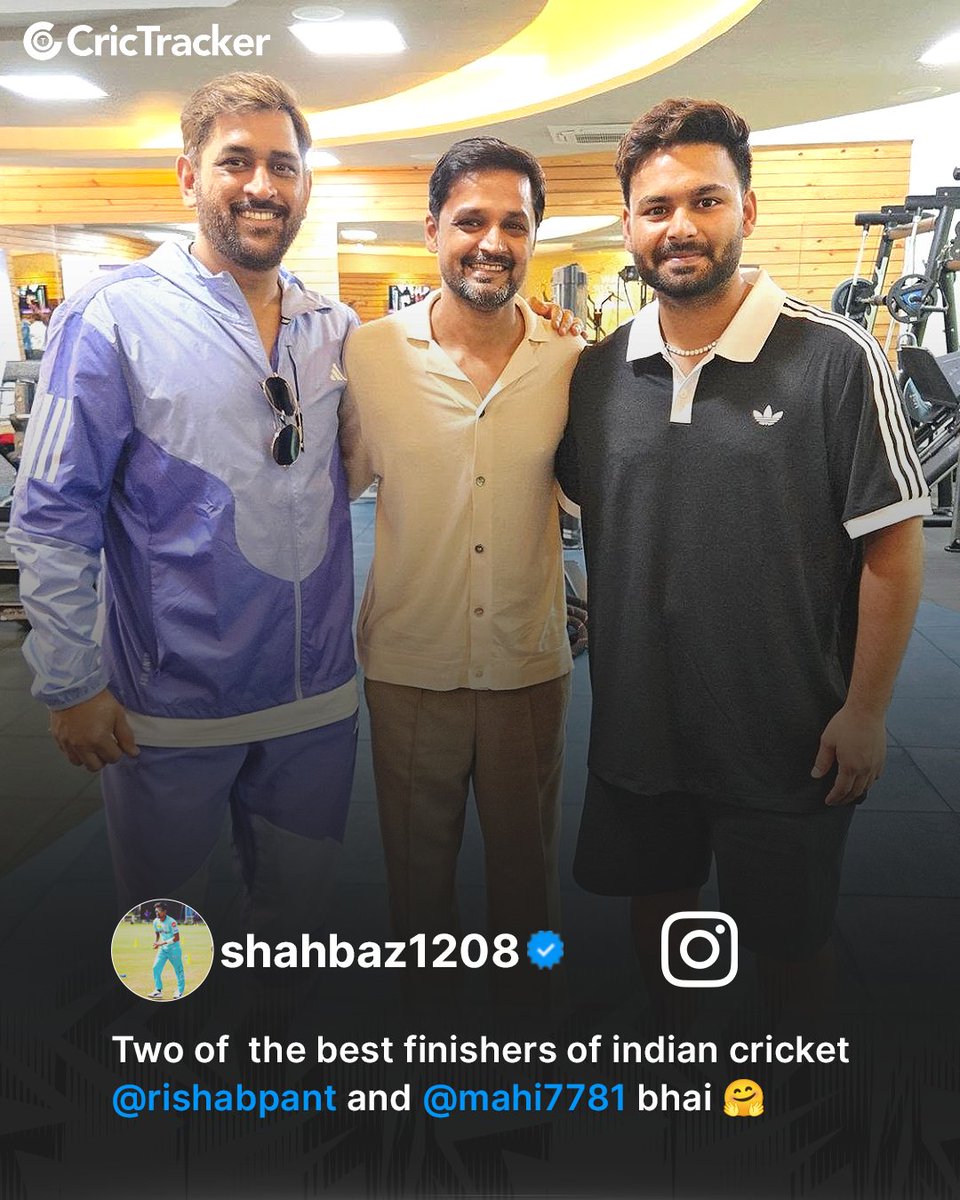 Cricketracker's tweet photo. When two generations of fearless finishing come together! ๐ฅ
Shahbaz Nadeem shares a special frame with MS Dhoni and Rishabh Pant ๐ฎ๐ณ
#MSDhoni #RishabhPant #ShahbazNadeem #CricTracker #Cricket https://t.co/cXX5ubDDuM