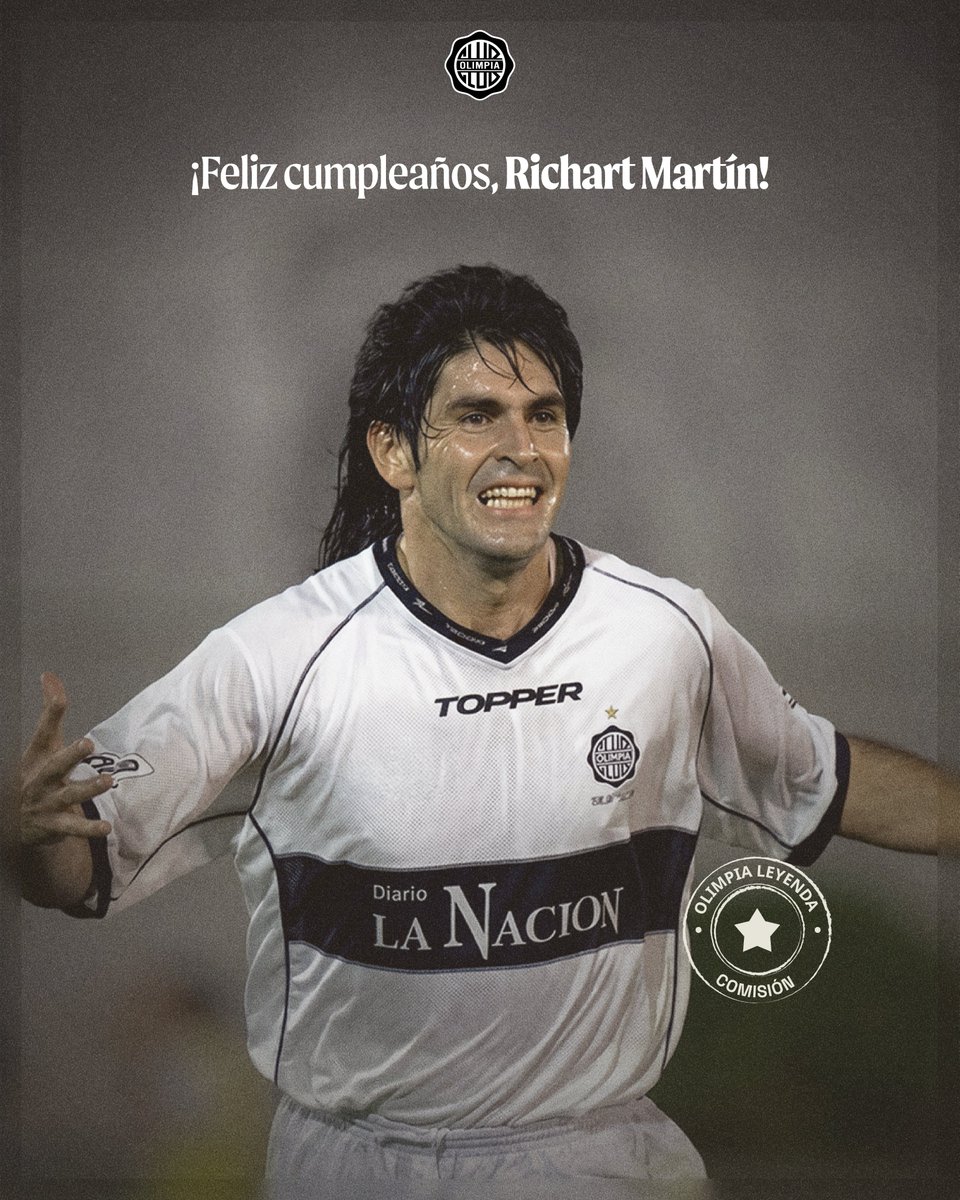 elClubOlimpia's tweet photo. #𝐎𝐥𝐢𝐦𝐩𝐢𝐚𝐋𝐞𝐲𝐞𝐧𝐝𝐚 ⭐️

RICHART MARTÍN BÁEZ.

Su nombre quedó grabado para siempre en nuestra historia.

Protagonista de una de las noches más memorables, campeón de América en el 2002 e ídolo del Club.

¡Feliz cumpleaños!

🤍🖤🤍 https://t.co/fuBHwfUtVY