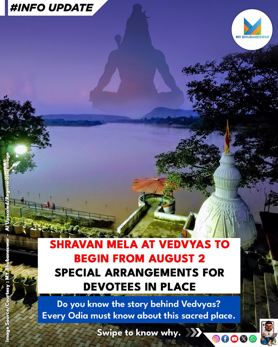 MYBBSR's tweet photo. VEDVYAS SHRAVAN MELA RETURNS WITH DEVOTION, RITUALS AND SPECIAL ARRANGEMENTS FOR DEVOTEES AT THE SACRED BRAHMANI RIVER CONFLUENCE.

Know more @ https://t.co/Nv7tj7MkMz

#mybhubaneswar Share and Stay Updated ❣️ https://t.co/nV2UfGTgKS