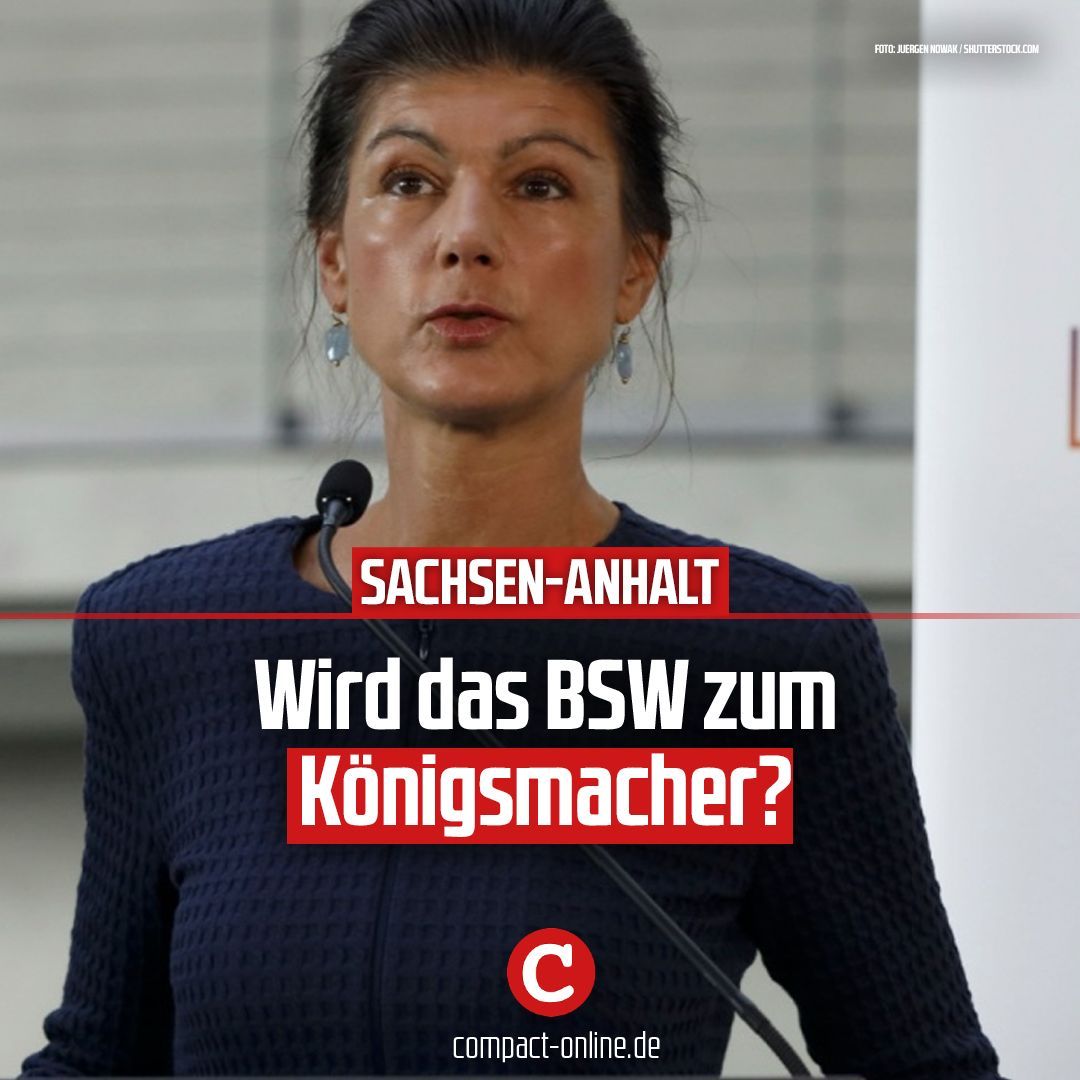 COMPACTMagazin's tweet photo. In gut einem Monat wird in Sachsen-Anhalt ein neuer Landtag gewählt. Die AfD steht vor einem Rekordergebnis und einem phänomenalen Sieg. Doch am Ende könnten wenige Prozente zur eigenen Mehrheit fehlen. Sollte das BSW den Parlamentseinzug schaffen, käme der Wagenknecht-Partei die Rolle des Königsmachers zu. 

Doch wie viel Vertrauensvorschuss ist gegenüber einer Formation angebracht, die bisher nach jeder Landtagswahl ihre Wähler verraten hat?

➡️ Erfahren Sie hier alle Hintergründe: https://t.co/40iD9vDHvq

🪙 Alles ist möglich, alles für Ulrich Siegmund! Leisten Sie Ihren Anteil zum Erfolg: Mit unserer Sieger-Medaille Ulrich Siegmund, ein Bekenntnis zur Wende 2026, jetzt bestellen: https://t.co/cE5Pvg47Vz