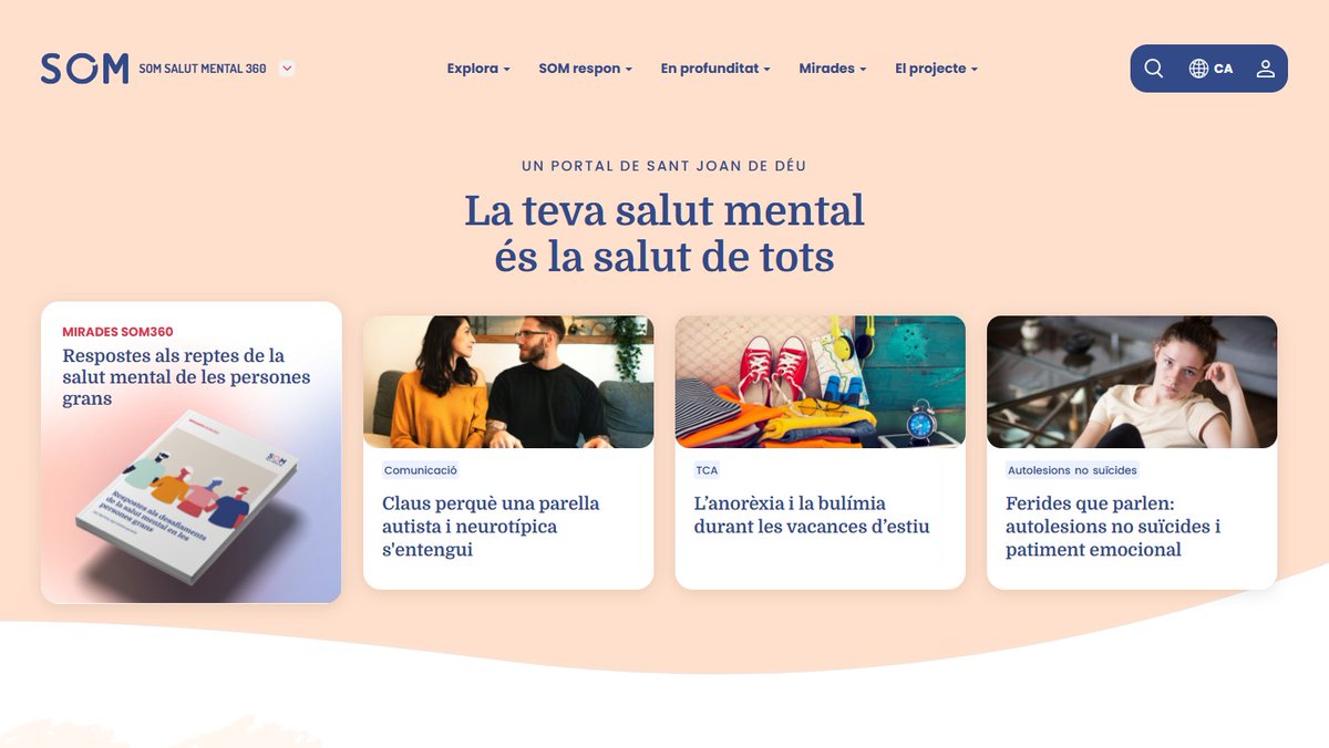 SaludMentalSJD's tweet photo. 😎 A SOM Salut Mental 360 fem una pausa d’estiu.

Fins al 26/08 no podrem respondre els vostres missatges, tot i que continuarem compartint alguns continguts programats.

🌐 Podeu continuar trobant recursos i informació a https://t.co/legJV8HwyX

Bones vacances! https://t.co/1nZHj0cvSd