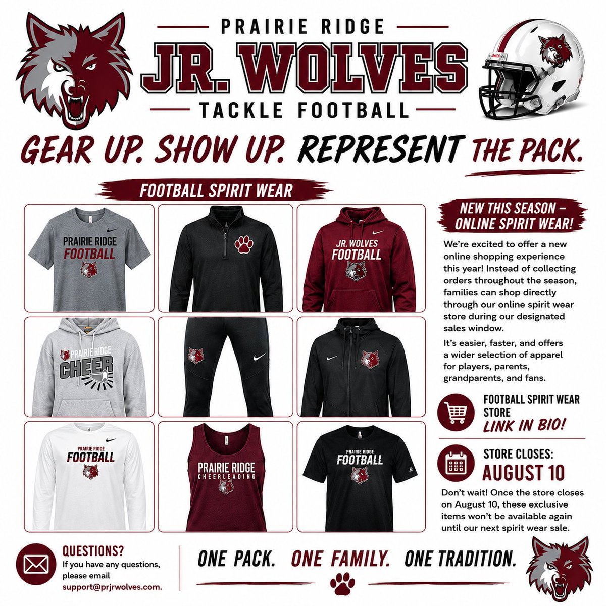 JRWolvesFootbal's tweet photo. Happy Friday Wolf Pack!  Looking for some Wolves gear?  Please check out our online store!  Store closes 8/10, so please get your orders in!

Cheerleading Spirit Wear:
https://t.co/hu1Bisv9u9
Football Spirit Wear:
 https://t.co/NIEvBr1dHn https://t.co/W99Nj9cbRe