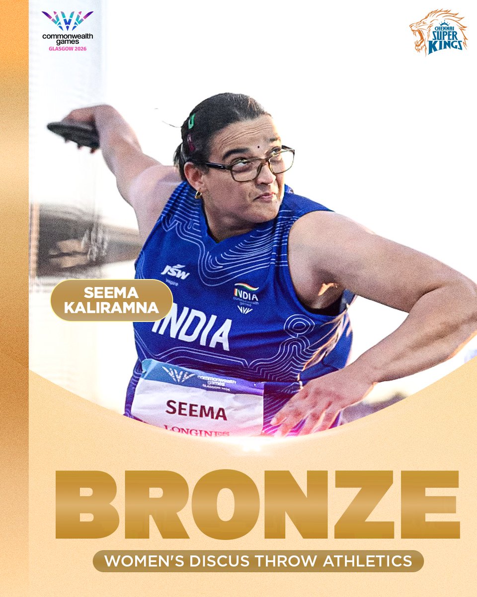 ChennaiIPL's tweet photo. More medals, more pride and more reasons to whistle for Team India! 🇮🇳 

🥈 Lovepreet Singh 

🥉 Seema Kaliramna 

#WhistlePodu #CommonwealthGames https://t.co/fQarUZQMkP