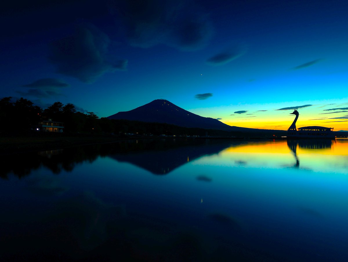 日没後の1番良い時間の散歩。 富士山にマジックアワー(Golden hour