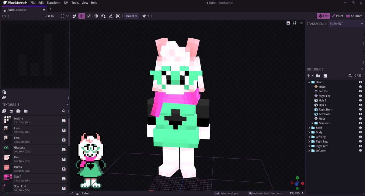 sharkarts24's tweet photo. I made ralsei 
#deltarune #blockbench https://t.co/InF1OZyO4Q