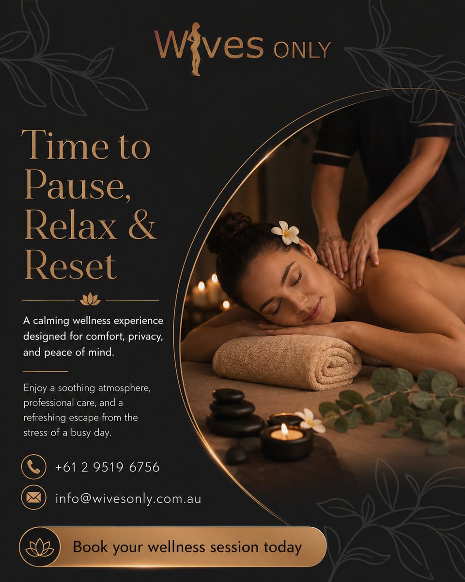 Wivesonlyau's tweet photo. 🌙 Escape the Rush and Embrace the Calm ✨
📞 +61 2 9519 6756
📧 info@wivesonly.com.au

#WellnessSydney #RelaxAndReset #PremiumWellness #SydneyLifestyle #ByAppointmentOnly https://t.co/Gj8byrZRs3