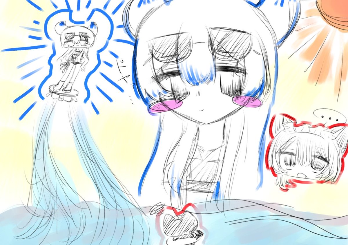mgagtpmpd's tweet photo. #IyowaGirlsDraw
チキューラが水に弱くて浮き輪でふよふよ浮いてる一方、イセーニはフライボードとかで煽ってたらいいなって… https://t.co/x38xoCysJQ