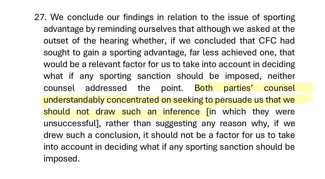 themagic_tophat's tweet photo. The reason the Appeal Board decided Chelsea did not gain a sporting advantage is because the FA did not prove it.

But the FA explicitly chose not to even try and prove it. They worked out a sweetheart deal with Chelsea in advance instead.

That corrupts the intended process. https://t.co/tH20dcm4jx