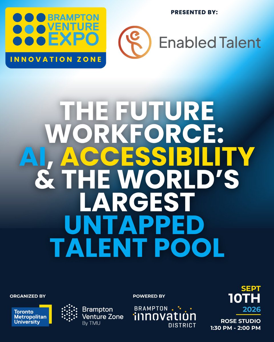 Bvzbrampton's tweet photo. The future of work is inclusive — is your business ready? 💡 Join us at the BVX Innovation Zone for a fireside chat on The Future Workforce: AI, Accessibility, &amp; the World's Largest Untapped Talent Pool to learn more. 

Register here: https://t.co/pP1bjvs2tQ

@invest_brampton https://t.co/49973z7ika