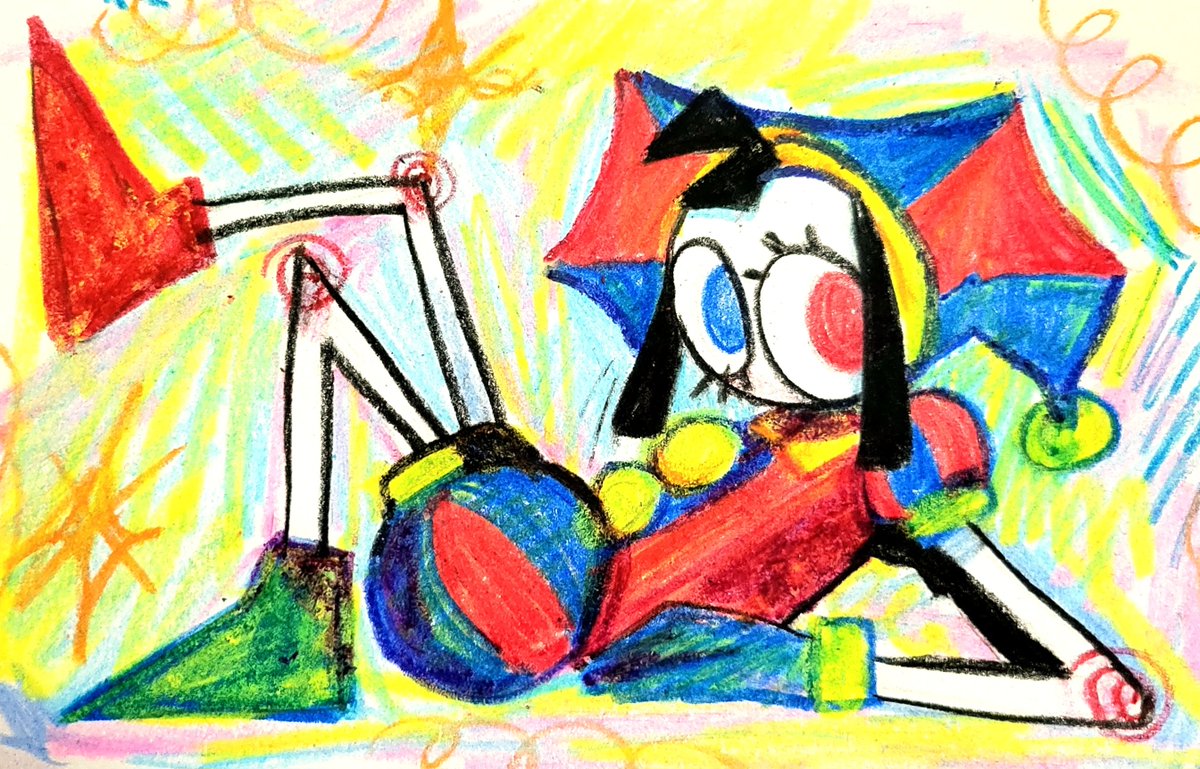 INCPASSIP's tweet photo. btw, this is traditional art I drew with crayons, and then edited in Procreate!! here's the original photograph 
#tadc #theamazingdigitalcircus #pomni https://t.co/2FAMJOLNyS