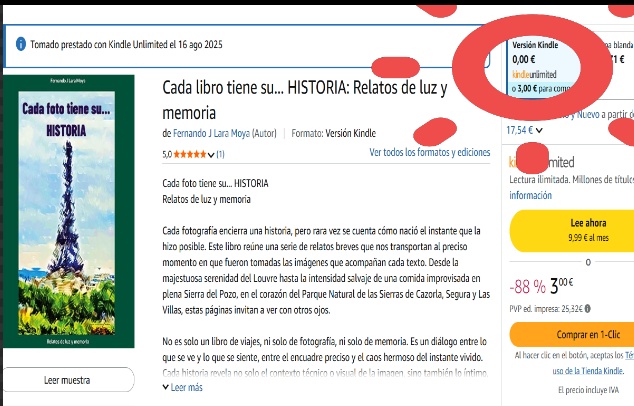 nandoLARA_1's tweet photo. https://t.co/3tTyTnoGkp
Si tenéis #KindleUnlimited podéis leerlo a 0€, gracias
Espero que os guste
#AmazoBook #eReader #eBook #LibroElectronico #libro #Book #eLibro #fotos #nandoLARA #CadaFotoTieneSuHistoria #relato #relatos #photos #photography #fotografia https://t.co/8mowJYSjbL