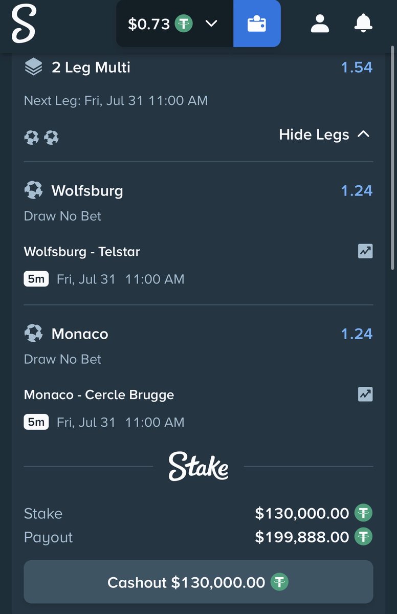 Jelitics's tweet photo. Much needed $130,000 top monthly bonus. 

Going all in on these two soccer matches I know nothing about.

Wolfsburg + Monaco. https://t.co/IAqmNvohcJ