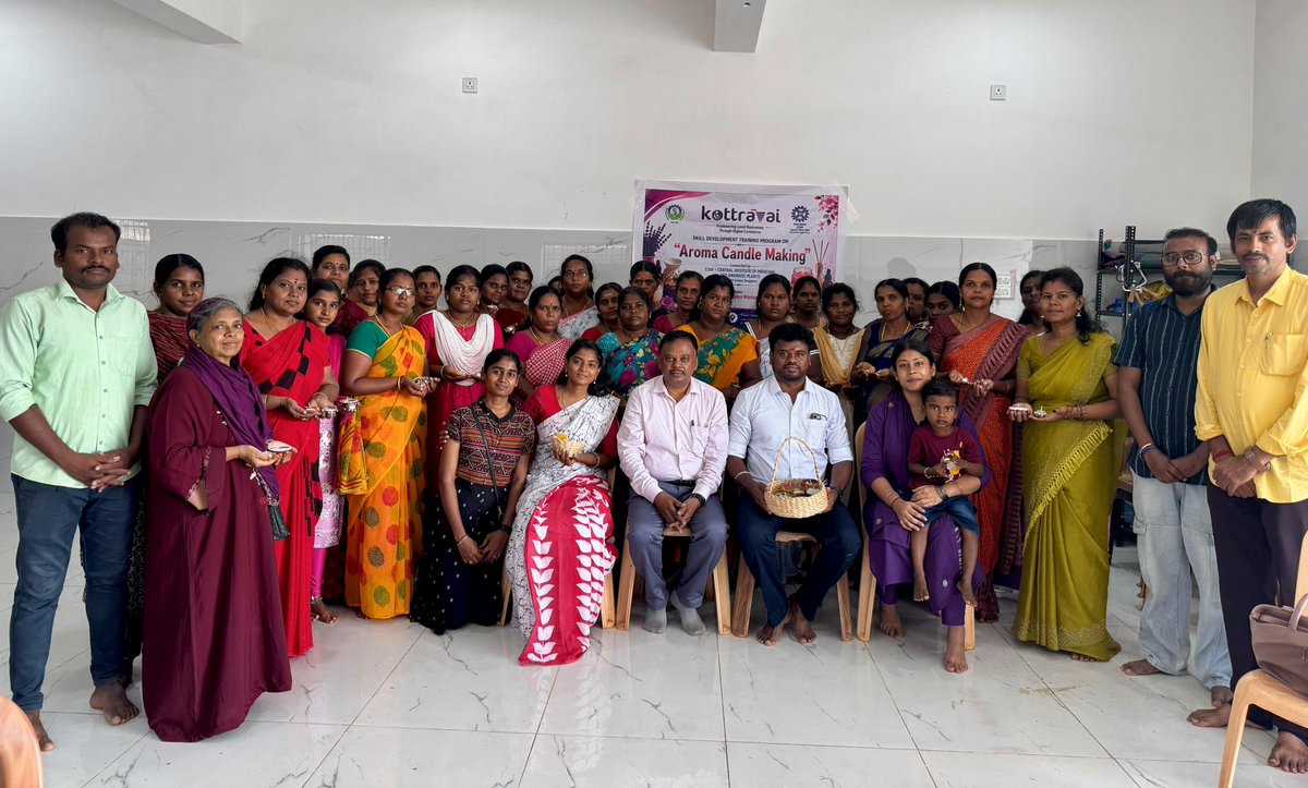 AnanthAyyasamy's tweet photo. Today, through Kottravai, our social enterprise, we trained 30+ rural women in Aroma Candle Making—helping them build skills that can move them away from toxic, low-wage work such as beedi rolling.

My sincere thanks to Dr. Sundaresan, Chief Scientist, CSIR-CIMAP, and the dedicated team of trainers from Lucknow for conducting this programme.

We also had productive discussions on a Technology Transfer (ToT) partnership to bring 100+ innovative products developed by CSIR-CIMAP to Tenkasi—creating new opportunities for rural entrepreneurship, local manufacturing and sustainable livelihoods.

Jobs. More jobs. Better jobs. That’s our mission.

#Kottravai #SkillDevelopment #WomenEmpowerment #Tenkasi #CSIR #TechnologyTransfer #RuralEntrepreneurship #MakeInIndia #VocalForLocal 

@CSIR_IND @DrNKalaiselvi @voiceofTenkasi @kottravai_in @PMOIndia @CollrTenkasi @Kottravaikaru @CMOTamilnadu
