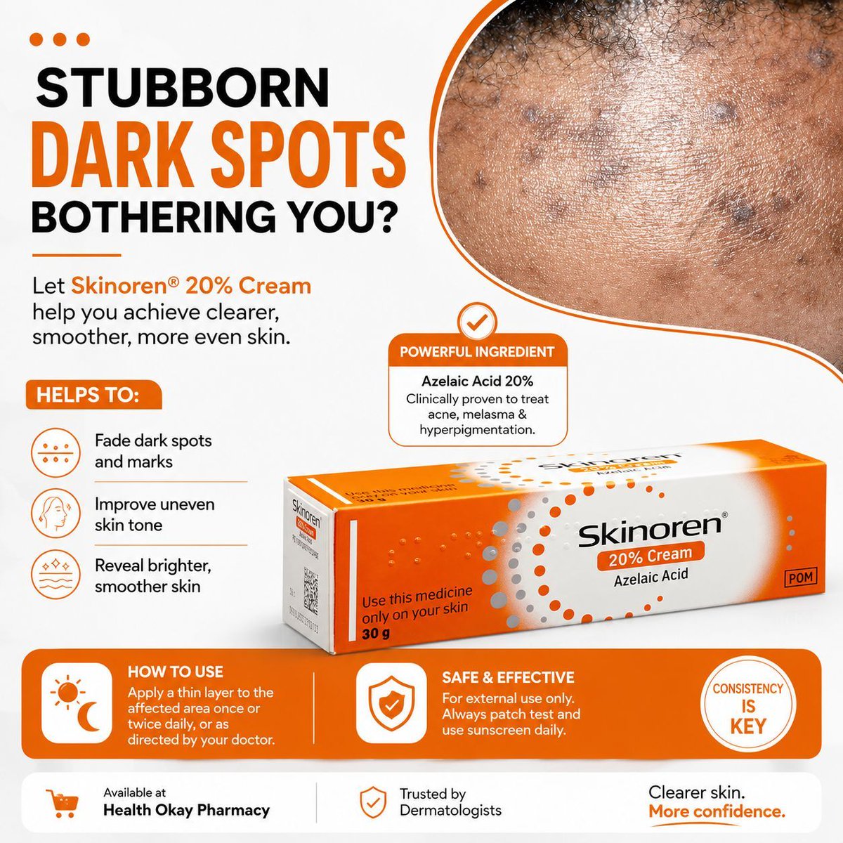 HealthOkayPharm's tweet photo. Stubborn Dark Spots https://t.co/xAe4gkJDO2