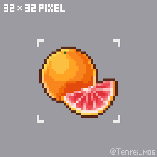 Tenrei_M06's tweet photo. TODAY-32Pixel「グレープフルーツ」#dotpict #毎日ドット絵 https://t.co/yLJ5Hnq9yi