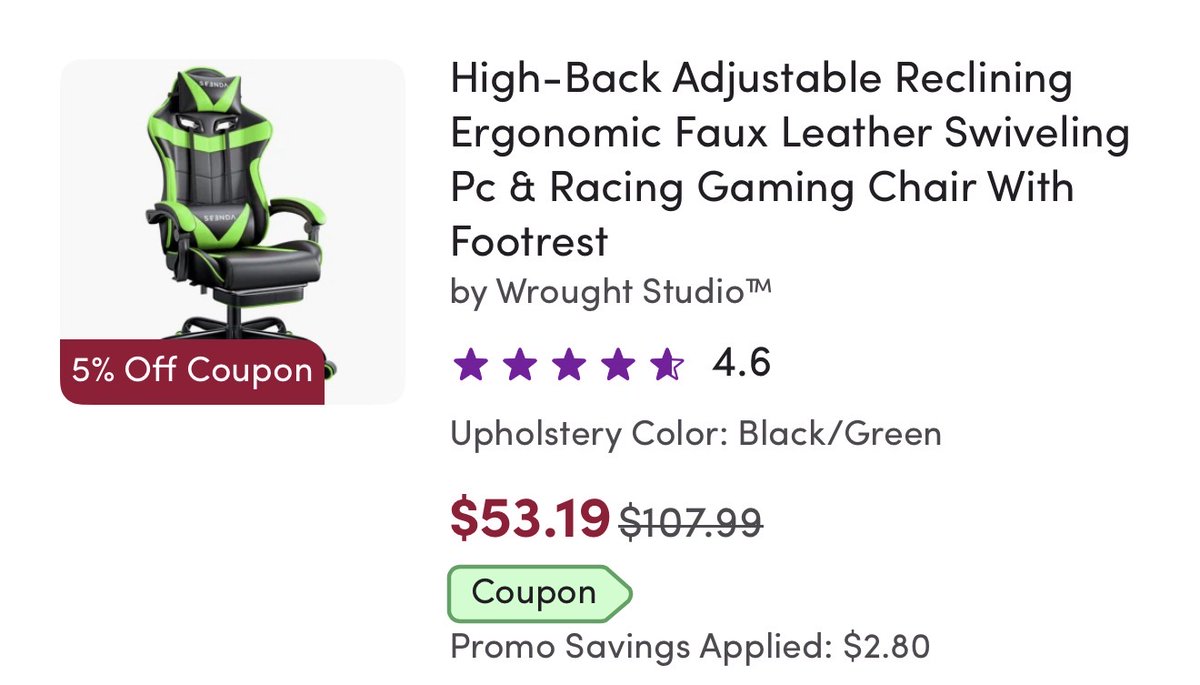 PriceErrors's tweet photo. #ad 🔥🔥Gaming Chair with Footrest 

Now $53.xx with Free Shipping 

Extra 10% off for new accts with coupon at pop up 

https://t.co/C6btSfshbP https://t.co/VPEEmjNuE7