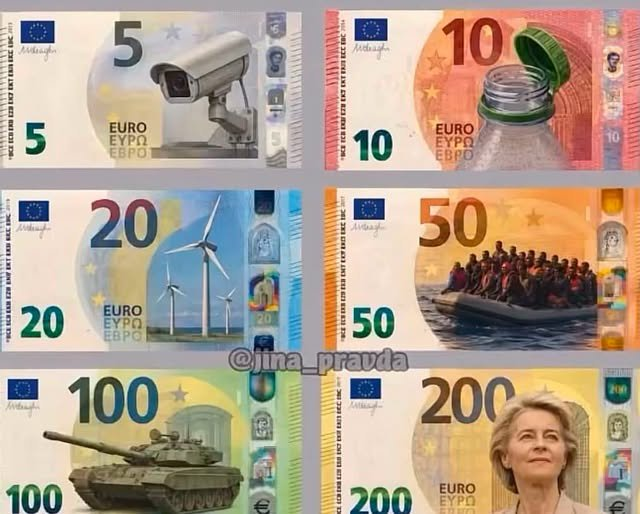 WallStreetMav's tweet photo. The European Union has released their new currency celebrating the accomplishments of their bureaucracy. https://t.co/hWYZPMHFXu
