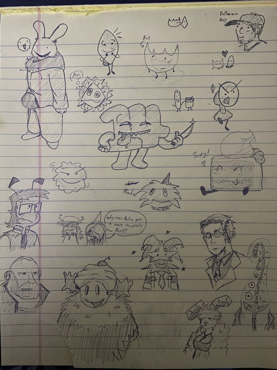 JtheSlime's tweet photo. Page of random sketches from a couple days ago https://t.co/WH3gtpisEW