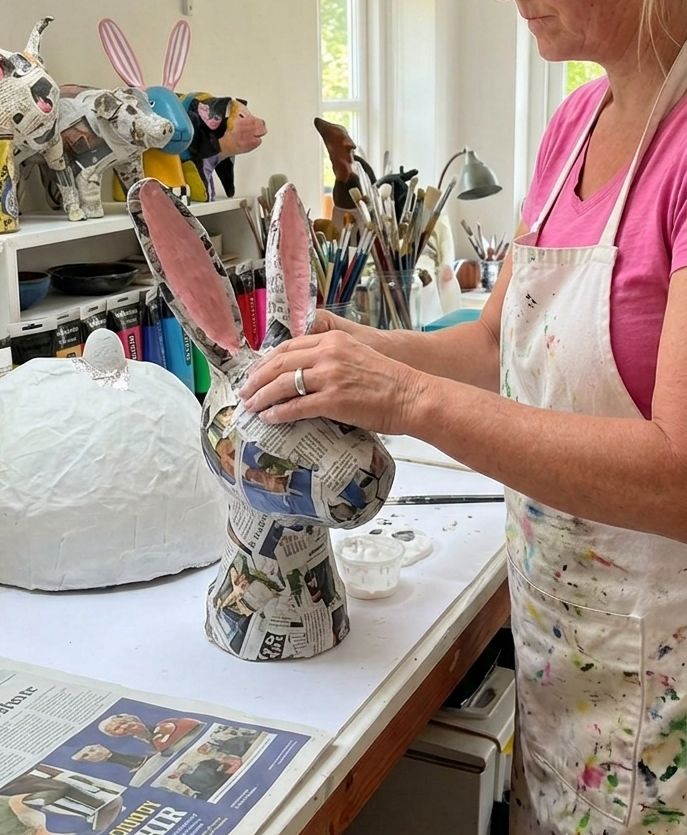 Tidesfill's tweet photo. I once exhibited in a chateau, it was stressful as things got damaged and I sold a few items that I regret selling. I may not sell the hare :-)
#PapierMacheArt
#ArtistInHerStudio
#PaperSculpture
#HandmadeSculpture
#ArtistAtWork
#ArtInTheMaking
#CreativeStudioSpace
#Whimsical https://t.co/8yEU64BH1t