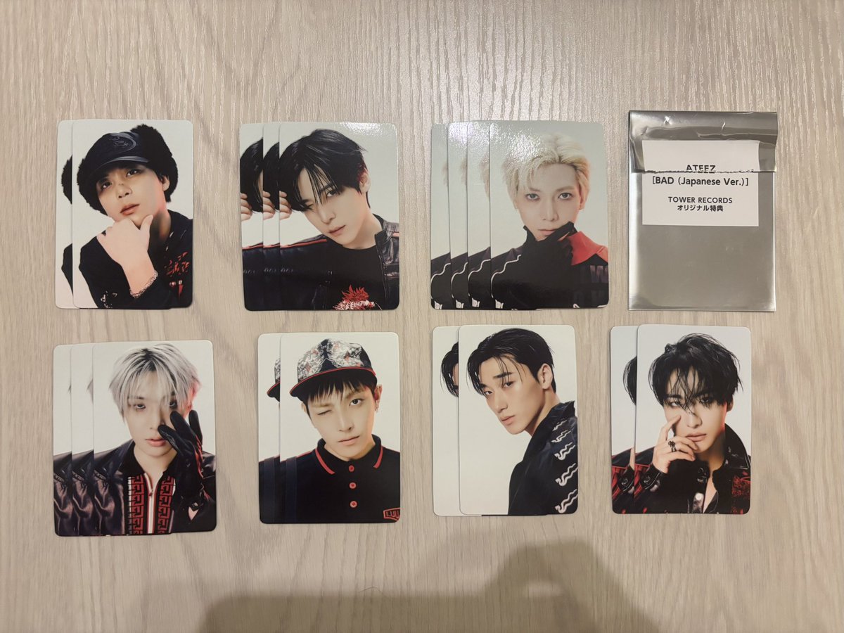 piijy4ev's tweet photo. ATEEZ BAD トレカ 交換 封入 タワレコ特典

譲　画像のもの

求　未使用シリアル or ラキロト渋谷ウヨン

当方n:1検討いたします。お気軽にお声掛けください🙏🏻
郵送、8/5手渡し可能です。 https://t.co/OMe5iN52Wf