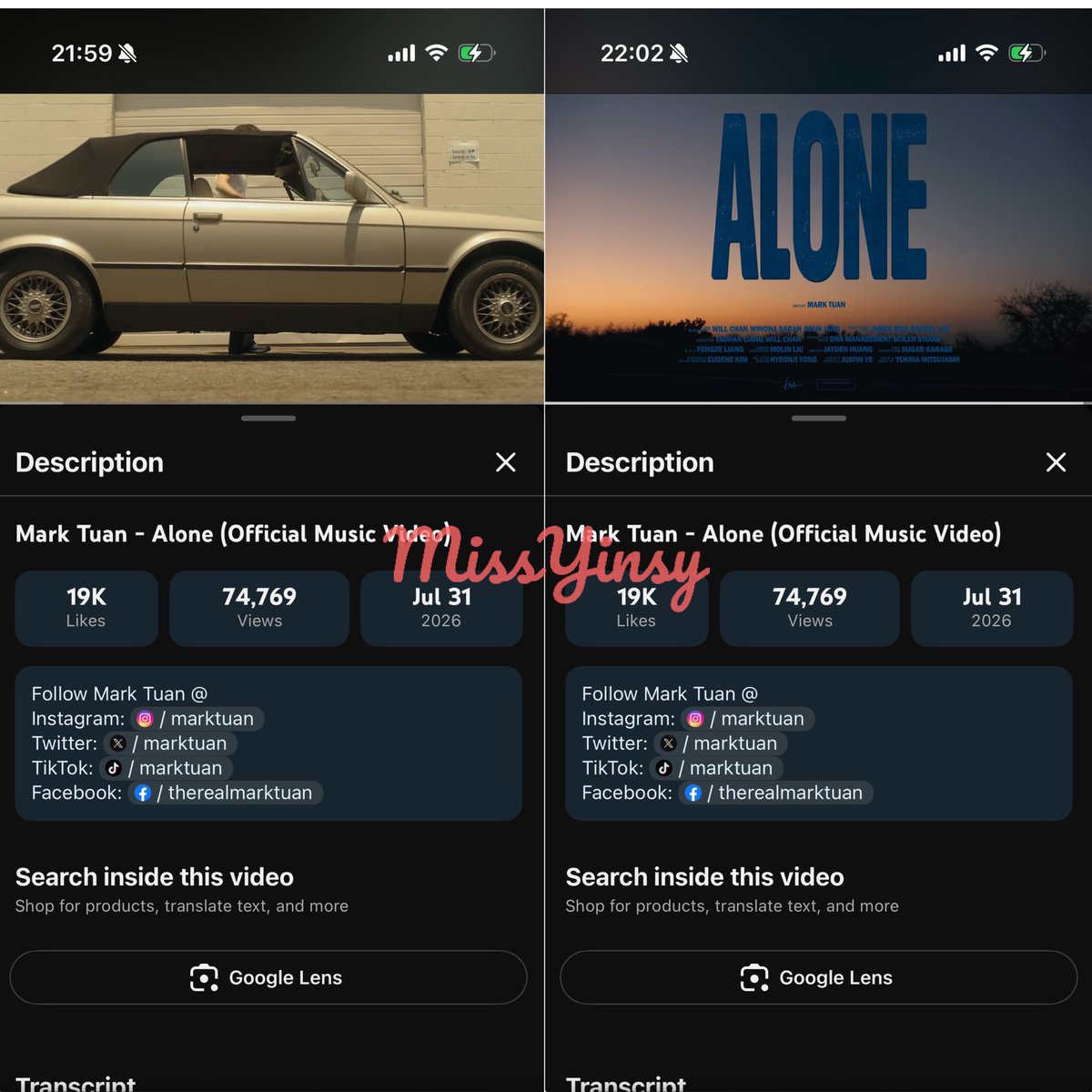 MissYinsy's tweet photo. @Aommynn เพลงติดหูมากค่ะ

ALONE BY MARK TUAN
#ALONE_OUTNOW https://t.co/5bTUYgjt6K