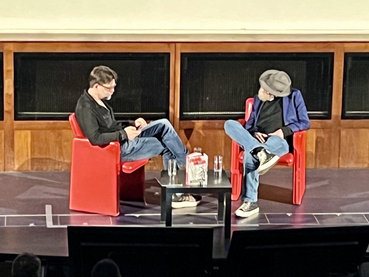 KellySmithEsq's tweet photo. What a thrill to see my fave all-time comics creator, the iconic @FrankMillerInk, in convo at the @RGS with the (also ace) Joe Hill last night! Got to wish the great man well and get my copy of Push the Wall signed. Grand seeing it in the company of uber-DD fan Matt Smylie too! https://t.co/3az7AZwsWp