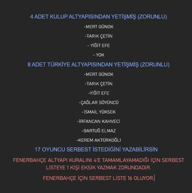 Umit_Ck's tweet photo. Şampiyonlar Ligi için oyuncu Kayıt Kuralları (FENERBAHÇE) 

Mavi tikli arkadaşlar ortalığı yangın yeri yapmadan niye burada yazılı Türklerin mecburen yazıldığını anlatayım. https://t.co/iQsUnsN4qM