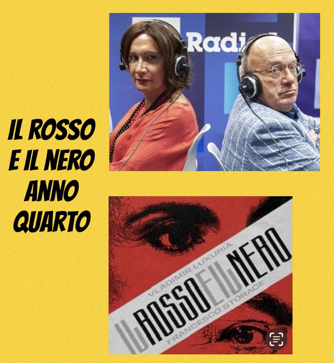 Storace's tweet photo. Buone notizie dalla Rai. Il Cda ha confermato il Rosso e il Nero nel palinsesto radiofonico. Quarta stagione dunque per me e Vladimir Luxuria, un bel segnale di fiducia nell’orario tra le 18 e le 19 su RadioUnoRai.
La conferma per Il Rosso e il Nero rappresenta un  chiaro di apprezzamento per il format di cui possiamo essere orgogliosi assieme agli autori Moreno Amantini e Massimiliano Lenzi e al regista Ludovico #Suppa.
Il nostro programma è in onda dal settembre 2023 e ha consolidato la sua presenza nella fascia 18:05-19:00 (dal lunedì al venerdì) grazie ai vostri ascolti.
Siamo una coppia apparentemente “impossibile” per le posizioni politiche e culturali distanti, ma evidentemente la formula funziona proprio grazie al confronto diretto e rispettoso su attualità, politica e costume: un rosso e un nero che si fronteggiano senza scivolare nell’insulto.
Grazie a quanti ci seguono, siete davvero tanti. 
A settembre!
#IlRossoeilNero
#RadioUnoRai
#Luxuria
#Storace 🎙️