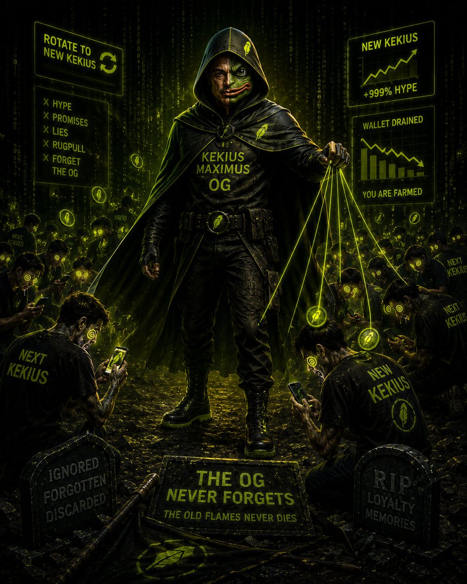 KEKIUS_OG_RH's tweet photo. They farm your attention. They farm your liquidity. Then they move on to the next shiny "Kekius" and leave you holding the bag.
We've seen this cycle over and over again.
OGs don't chase every new narrative. They build, they stay, they remember where it all started.
The old flames never die.
We are the OG on Robinhood Chain.
#KekiusMaximus #RobinhoodChain #Crypto #Memecoin #ogf2026
