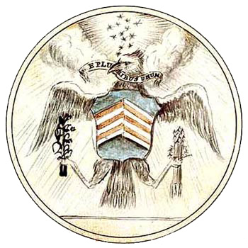PresNav's tweet photo. This was the first "seal" for the United States. The design was attributed to Charles Thomson. Congress adopted it on June 20, 1782. 

Notice that the bird is the Phoenix not an eagle. https://t.co/GTbFeEldoc