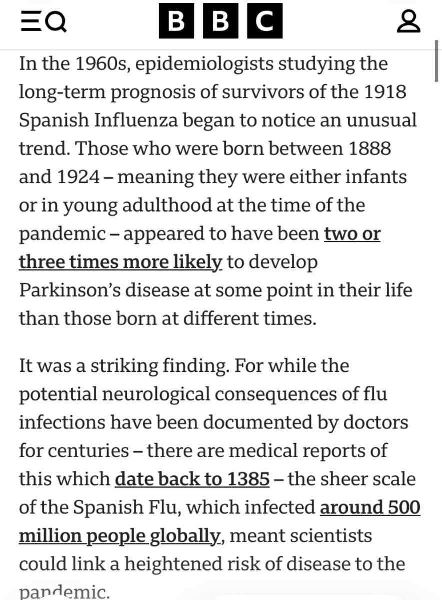 ChristineGuent8's tweet photo. It’s not the first time in history that we’ve seen viruses (see 1918 flu pandemic) cause Parkinson’s or Parkinson’s like symptoms. Perhaps @WHO could actually warn the world instead of downplaying and ignoring to save reputations, careers, and kingdoms. 

https://t.co/84LgTHGY87 https://t.co/BmNdETctv9