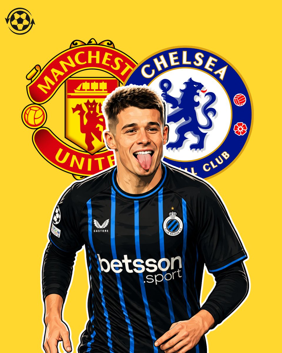 DeadlineDayLive's tweet photo. 🚨 Manchester United and Chelsea are interested in Club Brugge striker Nicolo Tresoldi.

Interest from the Premier League duo is making the forward reconsider his future in Belgium.

AS Roma have already submitted a €35M bid for the Club Brugge attacker.

(Source: @HLN_BE) https://t.co/S7EXye2a6U