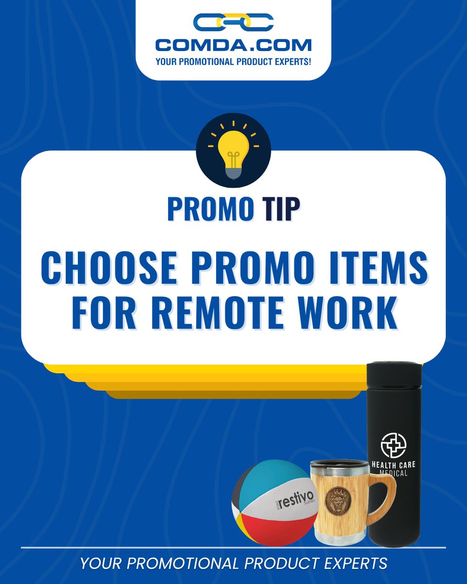 ComdaPromo's tweet photo. Support your team and clients who work from home.

Think branded mousepads, stress relievers, or coffee mugs for a comfortable, branded home office setup. 
. 
. 
#WorkFromHomePromo #RemoteSwag #HomeOfficeBranding #COMDA #EmployeeAppreciation https://t.co/PCqCZiCnGY