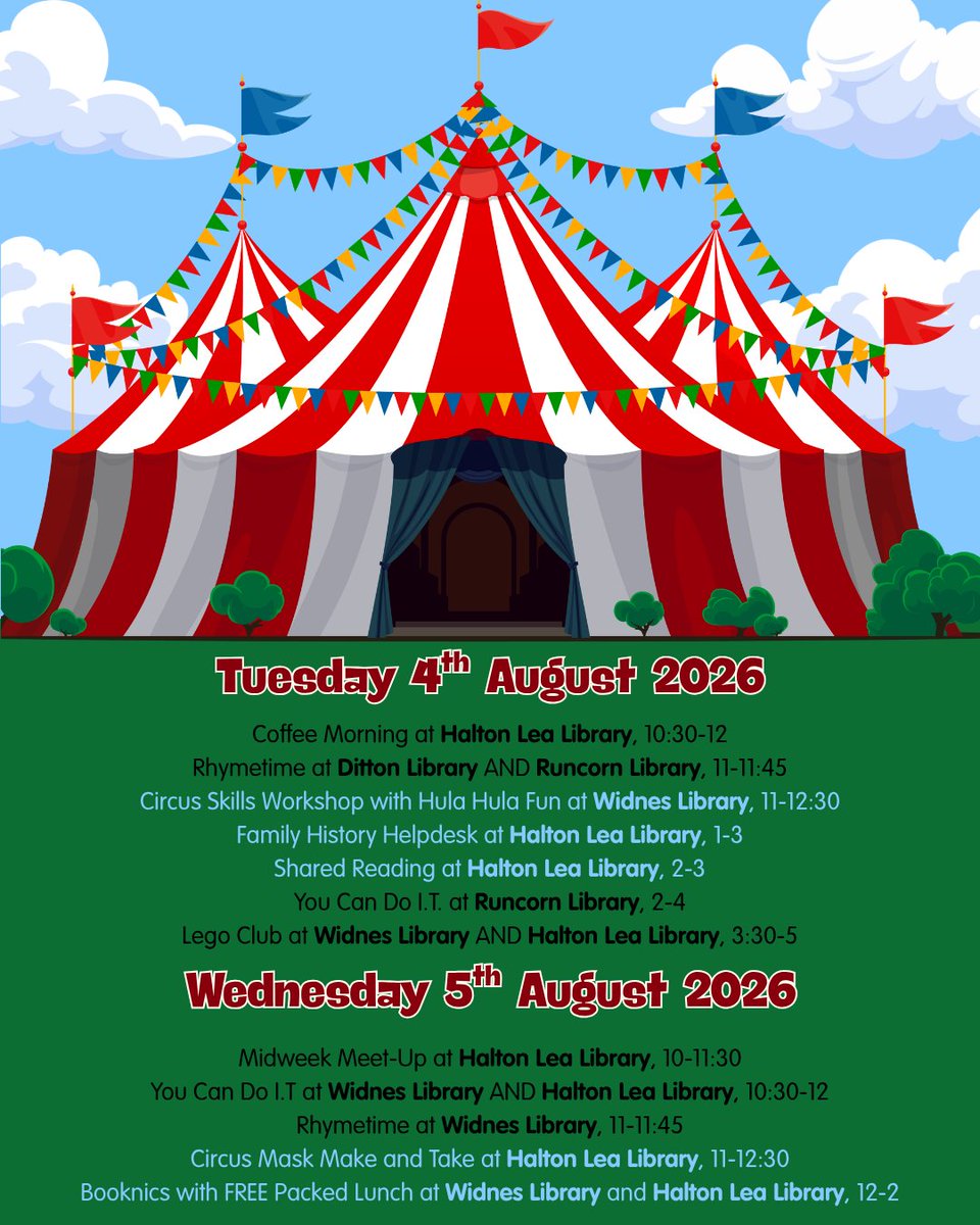 HaltonLibraries's tweet photo. 🎪🎩🎈🎟🍬🤹‍♀️ Roll up, roll up!!! https://t.co/Rb7vU9mEL7