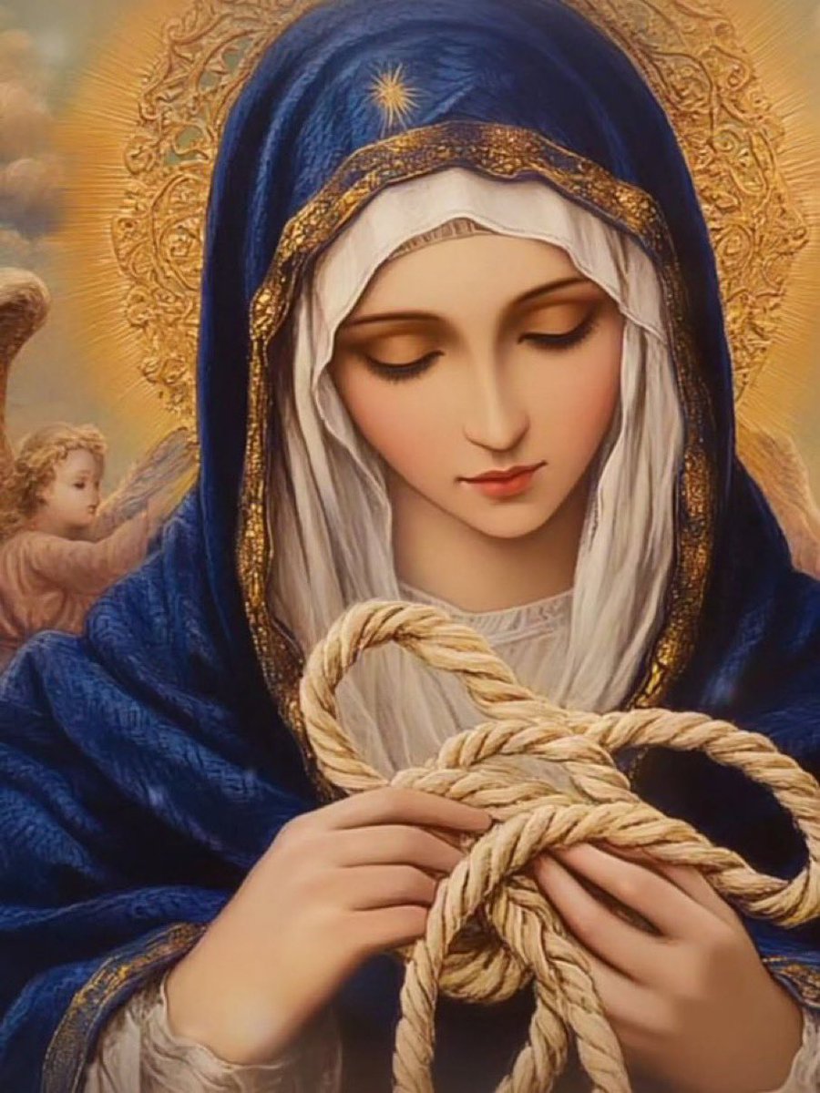 Faithful2Pray's tweet photo. Mary, Undoer of Knots, pray for us! https://t.co/r42Jtk9Nkc