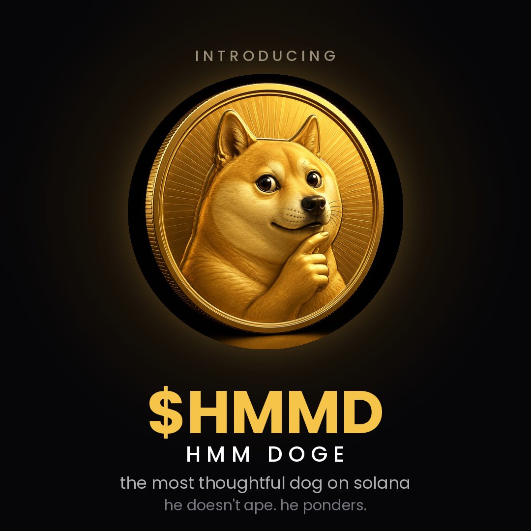 hmmddoge_'s tweet photo. introducing $HMMD  the most thoughtful dog on solana. 🤔
 he doesn't ape. he doesn't fomo. he thinks.
 the thinking has begun. https://t.co/tDioCbgoUA