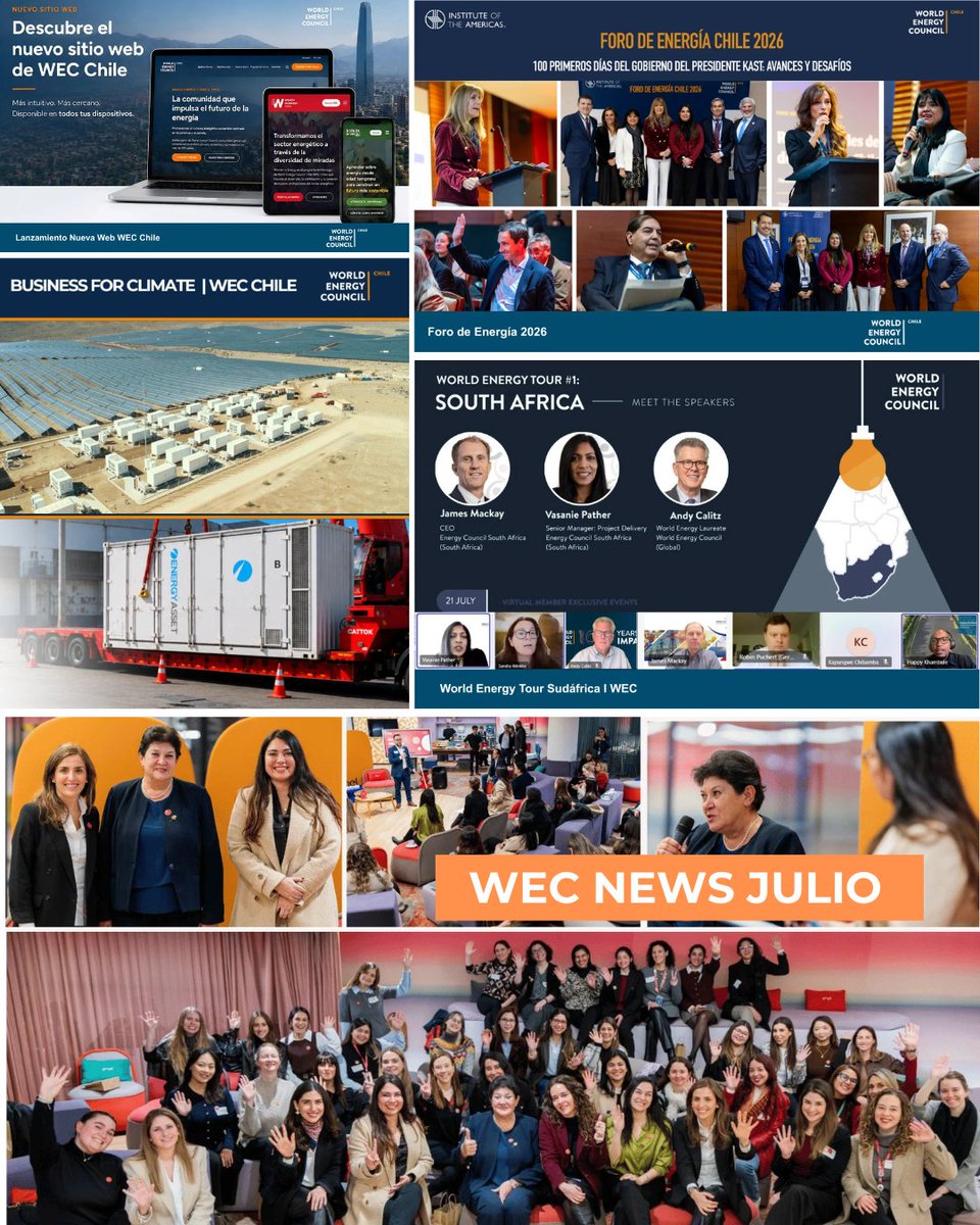 WEC_Chile's tweet photo. ⚡ Ya está disponible una nueva edición de WEC News Chile.

Conoce el lanzamiento de nuestra nueva web, los principales resultados del #ForoEnergía2026, las lecciones del World Energy Tour en Sudáfrica, iniciativas de nuestros socios y las últimas actividades de #WomenInEnergy.

📖 Léela aquí: https://t.co/goGIq8IRS9

#WECChile #TransiciónEnergética