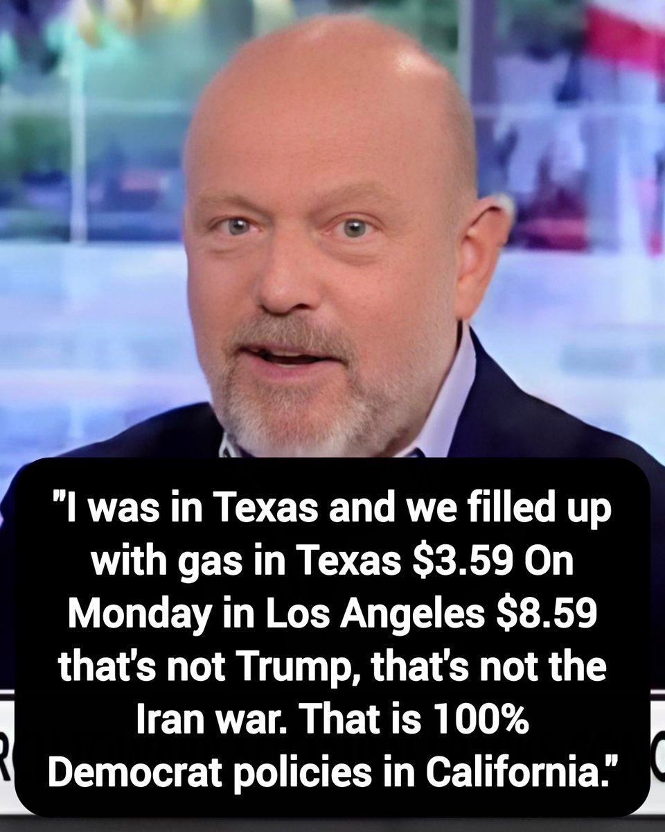 DavidJHarrisJr's tweet photo. Steve Hilton: "I was in Texas and we filled up with gas in Texas $3.59 On Monday in Los Angeles $8.59 that's not Trump, that's not the Iran war. That is 100% Democrat policies in California."

Thoughts? https://t.co/eYCzIYFh1t