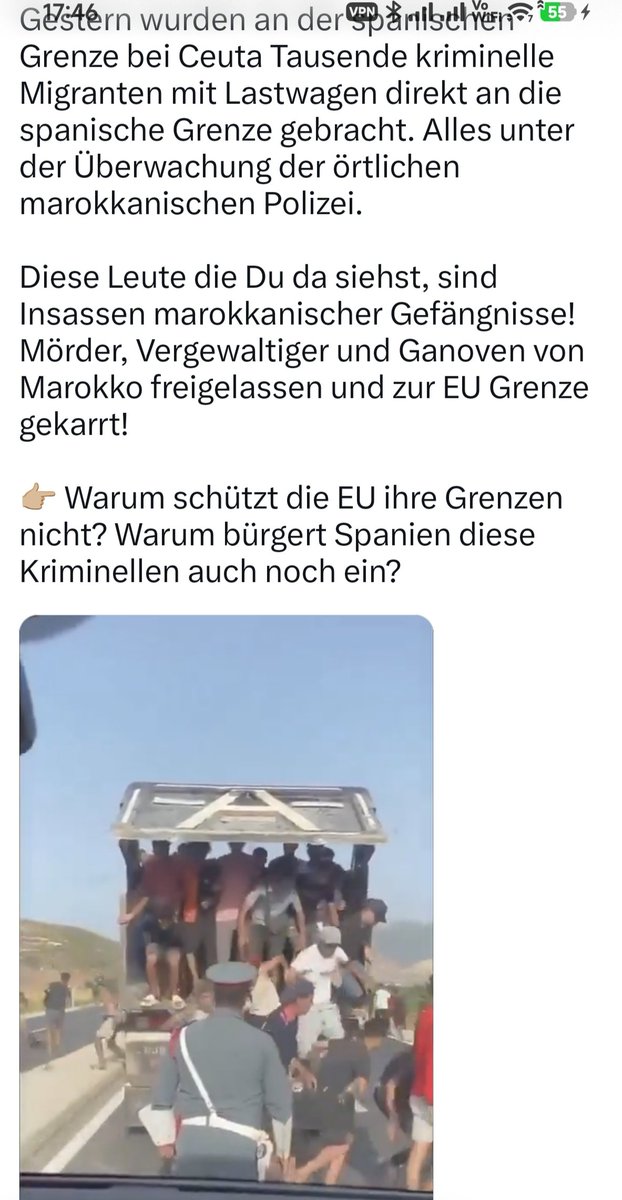 MarcSusakana's tweet photo. @TheColdJack Sie kommen! Wie viel wusste die linke, spanische Regierung? Interessiert sie es nicht da viele Illegale nach Deutschland auf der Durchreise sind? https://t.co/pgXx4docFo