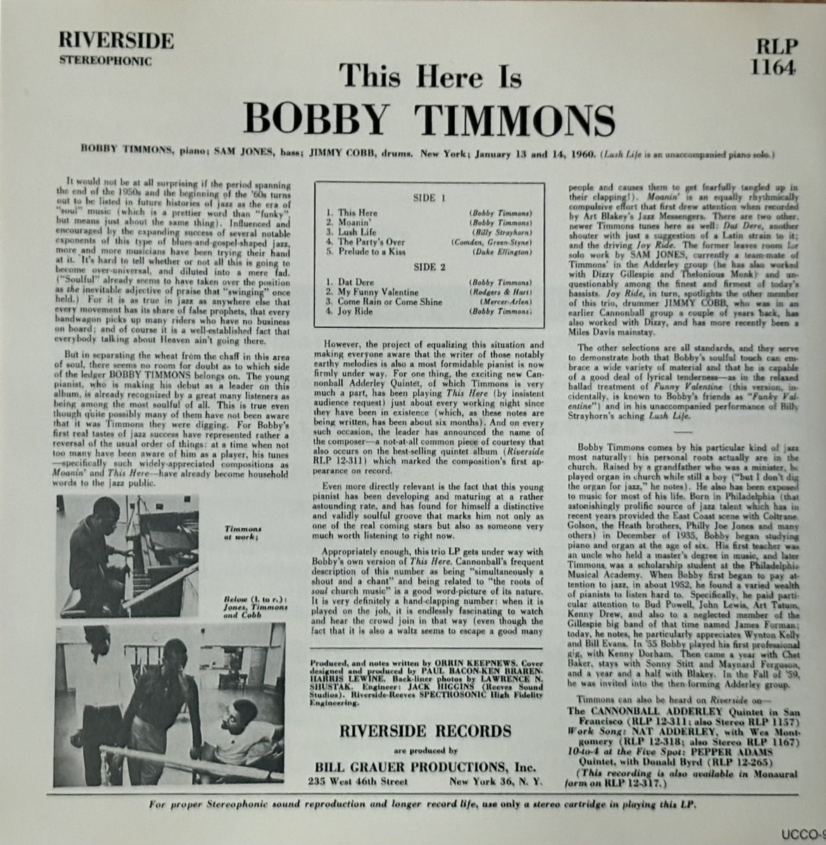 OM7341861341855's tweet photo. Moanin' - Bobby Timmons https://t.co/mRo3i1xJwQ
就寝前の1枚
B.ティモンズ作の超有曲、ジャズ・メッセンジャーズのBLN4003番(1958年10月録音)が初出。
"This Here Is Bobby Timmons"／
Bobby Timmons(1960年1月録音)
#BobbyTimmons
#SamJones
#JimmyCobb
#ThisHereIsBobbyTimmons
#音楽三昧 https://t.co/SS6e8stBqE