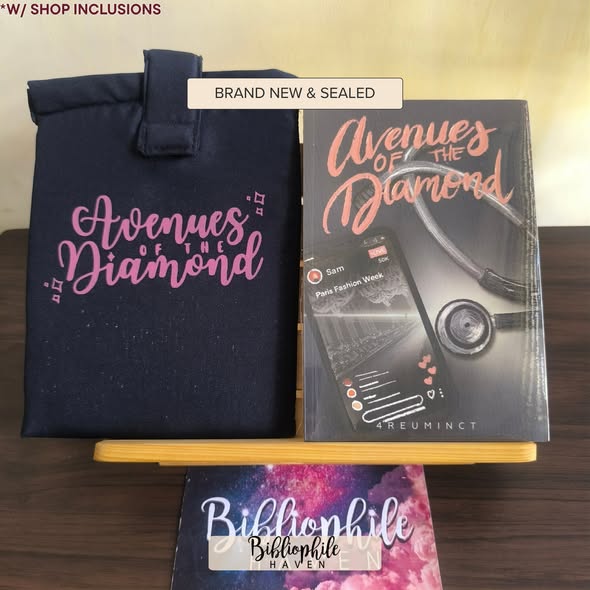 BibliophileHvn's tweet photo. Avenues of the Diamond with book sleeve
Lana's List - ₱1500
Love At First Read -  ₱900
Chasing The Sun &amp; Loving The Sky (bundle) - ₱2000
Order form: https://t.co/W5fa70shGJ https://t.co/OQnQju4Pi4