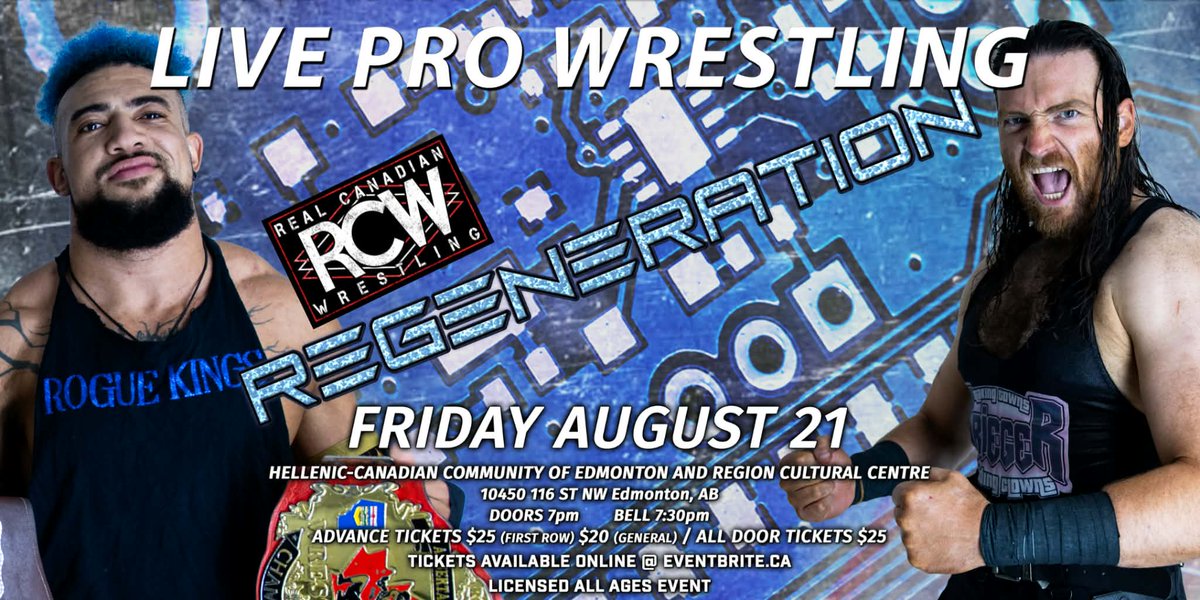 rcw_wrestle's tweet photo. 🏆 RCW ALBERTA CHAMPIONSHIP 🏆
Champion KB6 puts the gold on the line against the ruthless @KriegerUK 

Can KB6 survive another title defense, or will Krieger bulldoze his way to championship glory?

📅 Aug. 21
📍 Edmonton
🎟️ Tickets: https://t.co/NPMMEd4DQH https://t.co/a0m26fPGbM