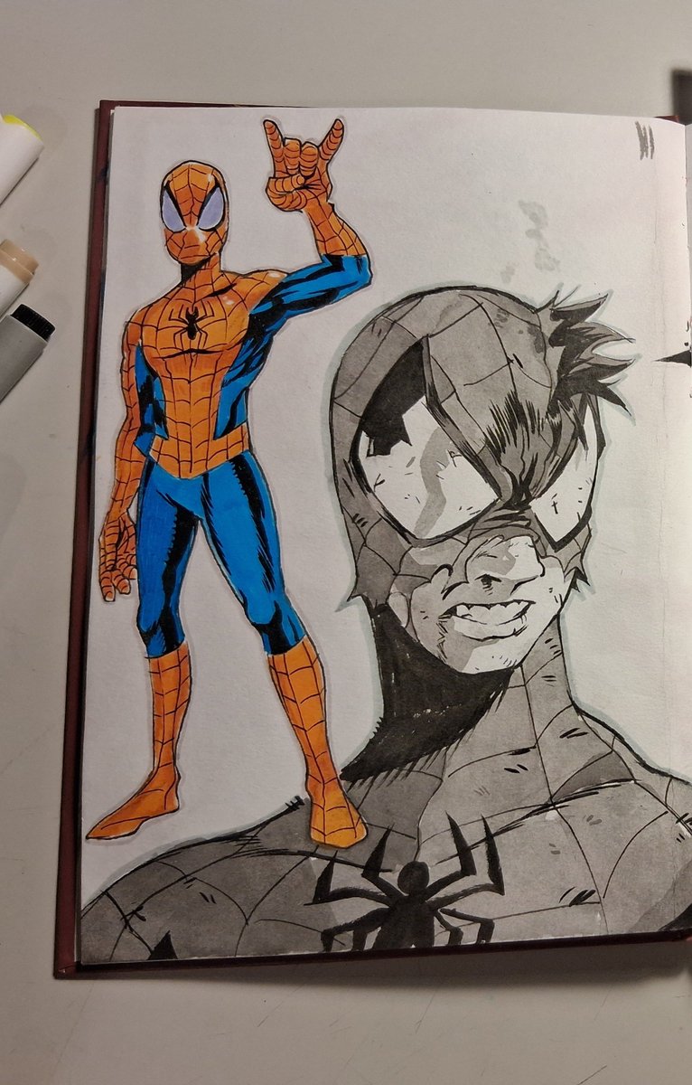 DrwSnt's tweet photo. Saw Brand New Day yesterday! great movie. Here's some old spiderman doodles https://t.co/wFAPl7EGOz