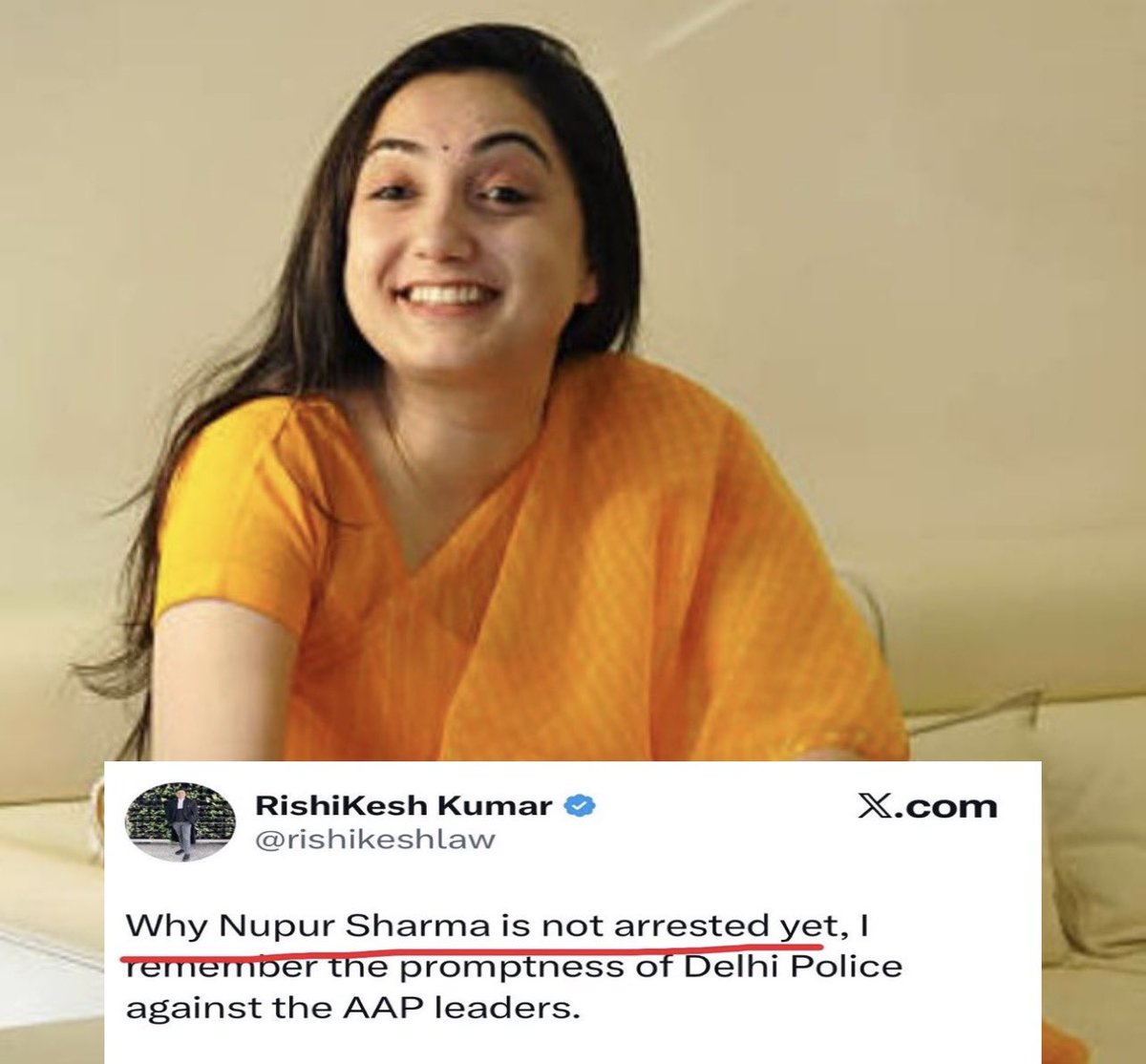 Woundedlioon's tweet photo. Same person said to arrest Nupur Sharma just bcz she exposed Quran verses🤡 https://t.co/jrddK3DOKX