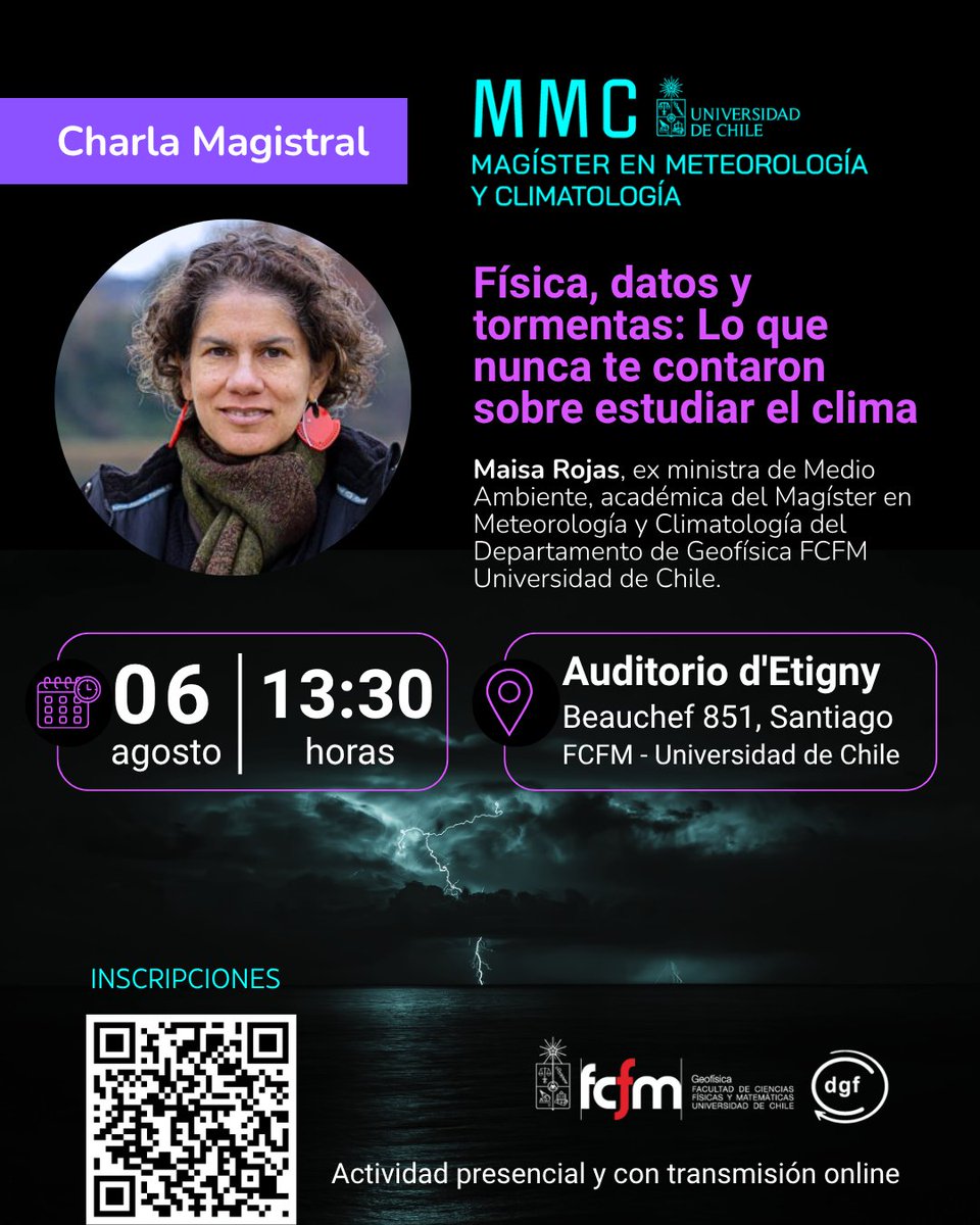 mmc_uchile's tweet photo. Este jueves 6 de agosto, a las 13:30 horas (horario modificado), acompáñanos a conocer el papel del modelamiento numérico y la ciencia atmosférica en el análisis de la crisis climática con la académica @mmc_uchile @Dgf_uchile, Maisa Rojas📌https://t.co/feyejLlReh https://t.co/HAfGoVOte5