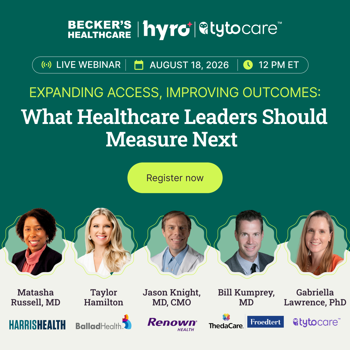 TytoCare's tweet photo. Getting patients in the door isn't the same as getting them to resolution.

That's the question at the center of Expanding Access, Improving Outcomes: What Healthcare Leaders Should Measure Next, a Becker's Healthcare webinar featuring TytoCare and Hyro alongside leaders from Ballad Health, Harris Health, Renown Health, and Froedtert ThedaCare.

The panel will unpack how health systems are connecting digital, virtual, and in-person care to reduce friction and measure success from first touchpoint to resolution, including where AI and automation genuinely improve navigation, and where virtual care can ease clinician workload rather than add to it.

🗓 August 18 | 12 PM ET
Register here: https://t.co/2a8uD2zXyh

#DigitalHealth #VirtualCare #CareTransformation