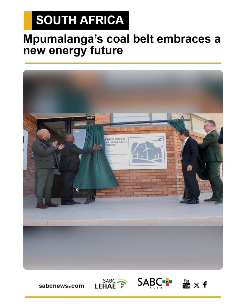 SABCNews's tweet photo. Mpumalanga’s coal belt is embracing a new energy future. The Ummbila Emoyeni Wind Energy Facility has officially begun commercial operations in Bethal.
https://t.co/rwyaueFSsB https://t.co/jExDJrQ6mX