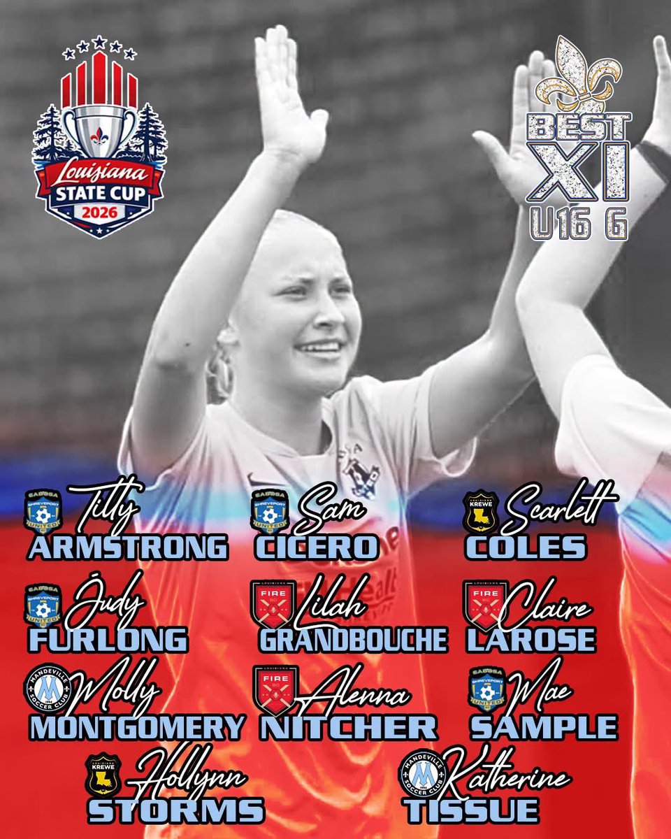 TilleyArmstro's tweet photo. 👏 Congratulations to the 2026 Louisiana State Cup Best XI. https://t.co/1GtlslafzF