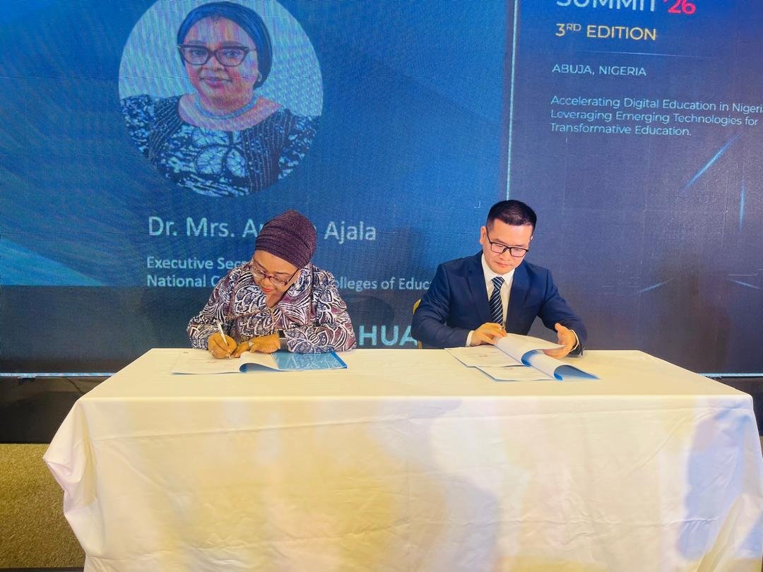 NCCEHQR's tweet photo. NCCE, Huawei Renew Partnership to Advance AI, Digital Teacher Education

The Executive Secretary of the National Commission for Colleges of Education (NCCE), Dr. (Mrs.) Angela Ajala, FNAE, has reaffirmed the Commission's commitment to preparing digitally competent teachers as Nigeria embraces Artificial Intelligence and emerging technologies in education.

Speaking at the 2026 Huawei Education Summit in Abuja, Dr. Ajala said quality education begins with well-prepared teachers, stressing that AI should empower teachers to deliver better learning outcomes. She highlighted the Commission's ongoing reforms, including the implementation of the Dual Mandate and the review of the NCE Minimum Standards, which now feature specialised programmes in Artificial Intelligence and Robotics, Data Science and Analytics, Networking and Cybersecurity, and Software and Web Development.

Dr. Ajala also renewed the NCCE's Memorandum of Understanding with Huawei Technologies Nigeria Limited, describing the company as a dependable partner in digital capacity building. She called for an expanded collaboration through the establishment of a Digital Academy at the Commission to continuously train and certify lecturers, staff and digital champions across Colleges of Education.

The Executive Secretary urged government, industry, academia and development partners to deepen collaboration in building a resilient, technology-driven teacher education system capable of producing graduates equipped for the Fourth Industrial Revolution.

#NCCE #HuaweiEducationSummit #TeacherEducation #ArtificialIntelligence #DigitalTransformation #DualMandate